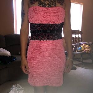 Pink Party dress with lace band and bow